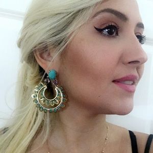18k gold plated earrings with turquoise stone!